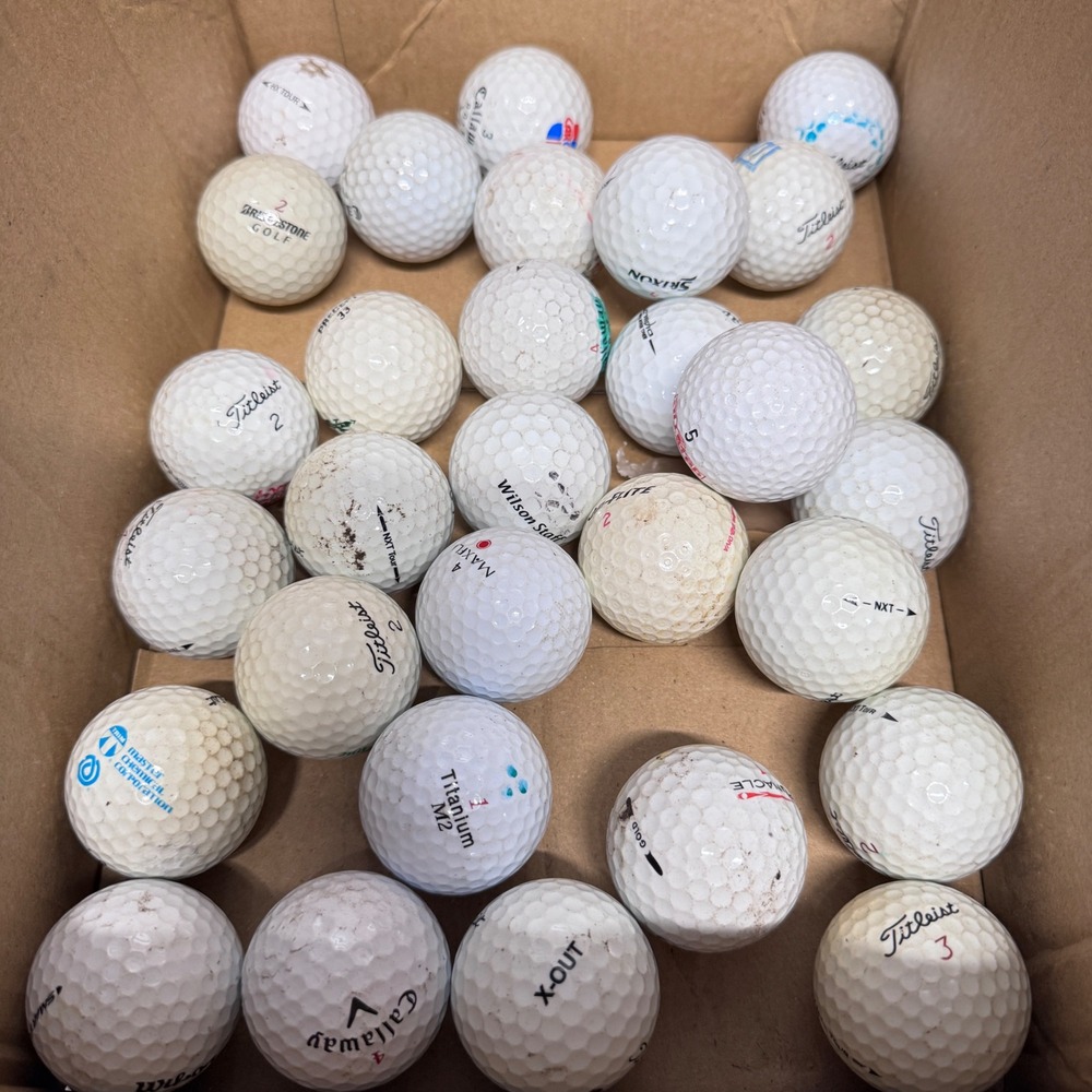 Used 100+ Mixed Golf Balls Bulk Lot White Yellow Assorted Brands Practice Gear - Picture 3 of 3